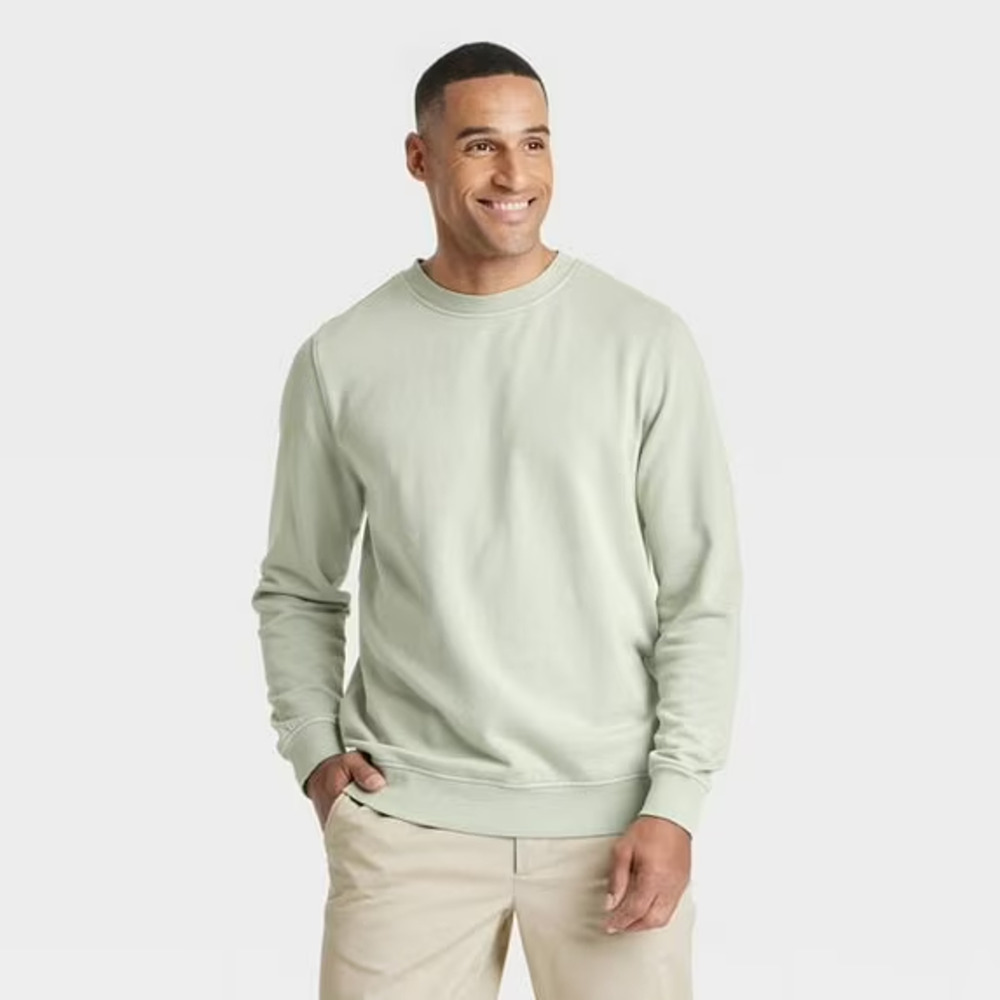 Men's French Terry Crewneck Pullover Sweatshirt,Goodfellow & Co Frosted Sage XXL